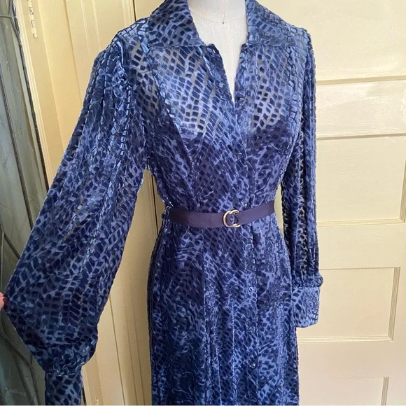 💔SOLD $890 Ulla Johnson Thalia Blue Velvet Shirt Dress Size 2 NWT - Picture 6 of 16
